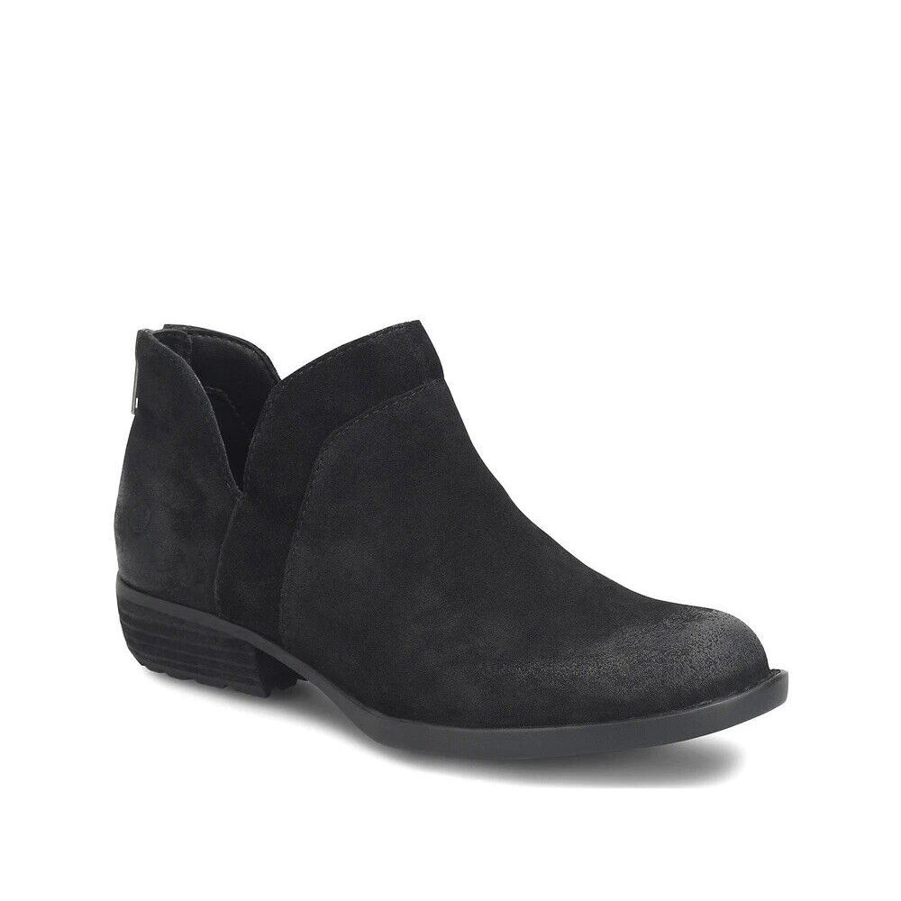Born Kerri Boot Low Block Heel Black Leather Distress Bootie‎ Women's 8M Boho